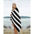 thumbnail image 2 of Black Striped Beach Towels Oversized Super Absorbent, Modern Simple Monochrome Geometric White Lightweight Bath Towel Quick Dry Sets For Bathroom/Pool/Rv Camping/Beach Play/Gym Room/Picnic 35"x70", 2 of 8