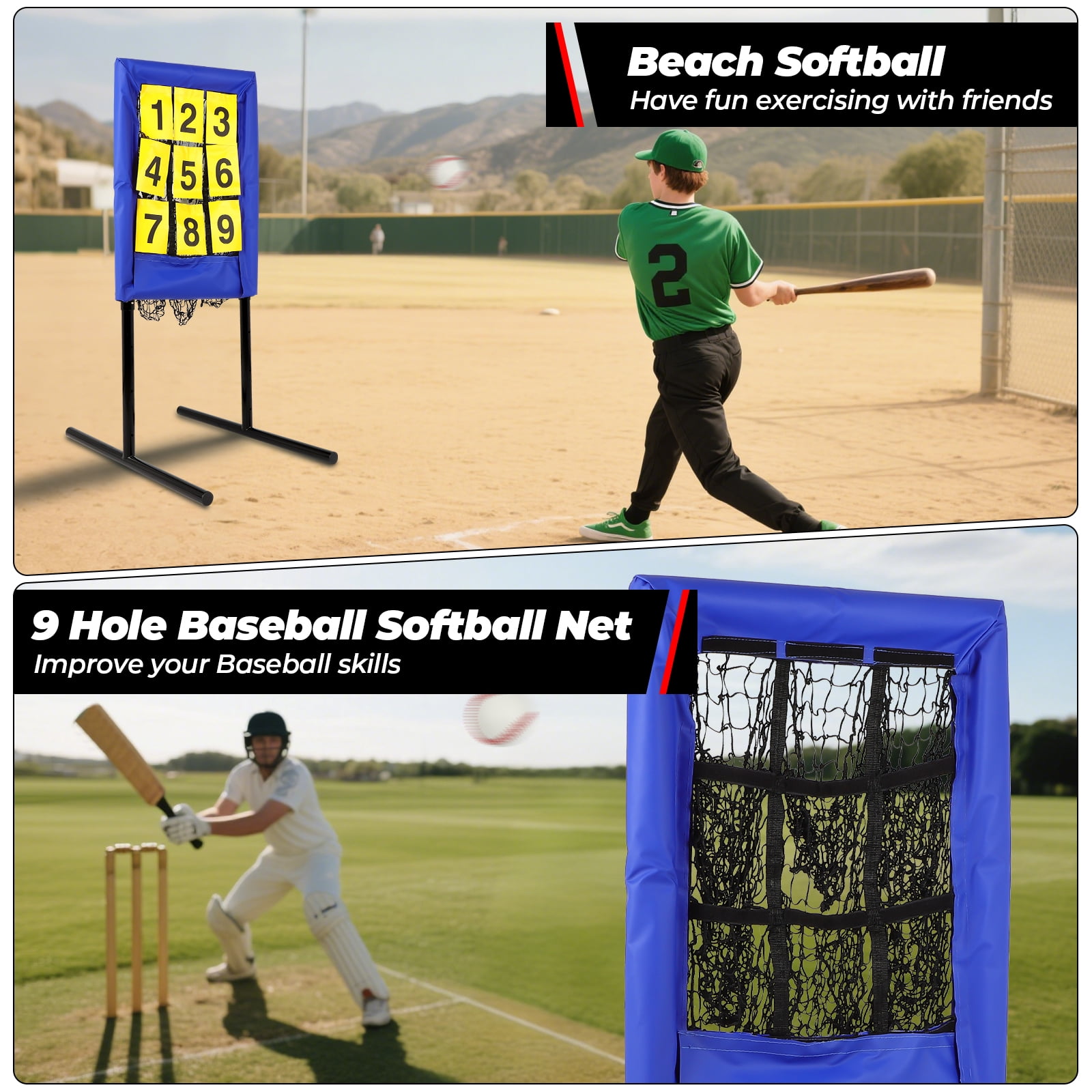 Baseball Pitching Net with Strike Zone | The No Hitter Net 9 Hole Net | Strike Zone Target for Baseball & Softball Training (Bule)