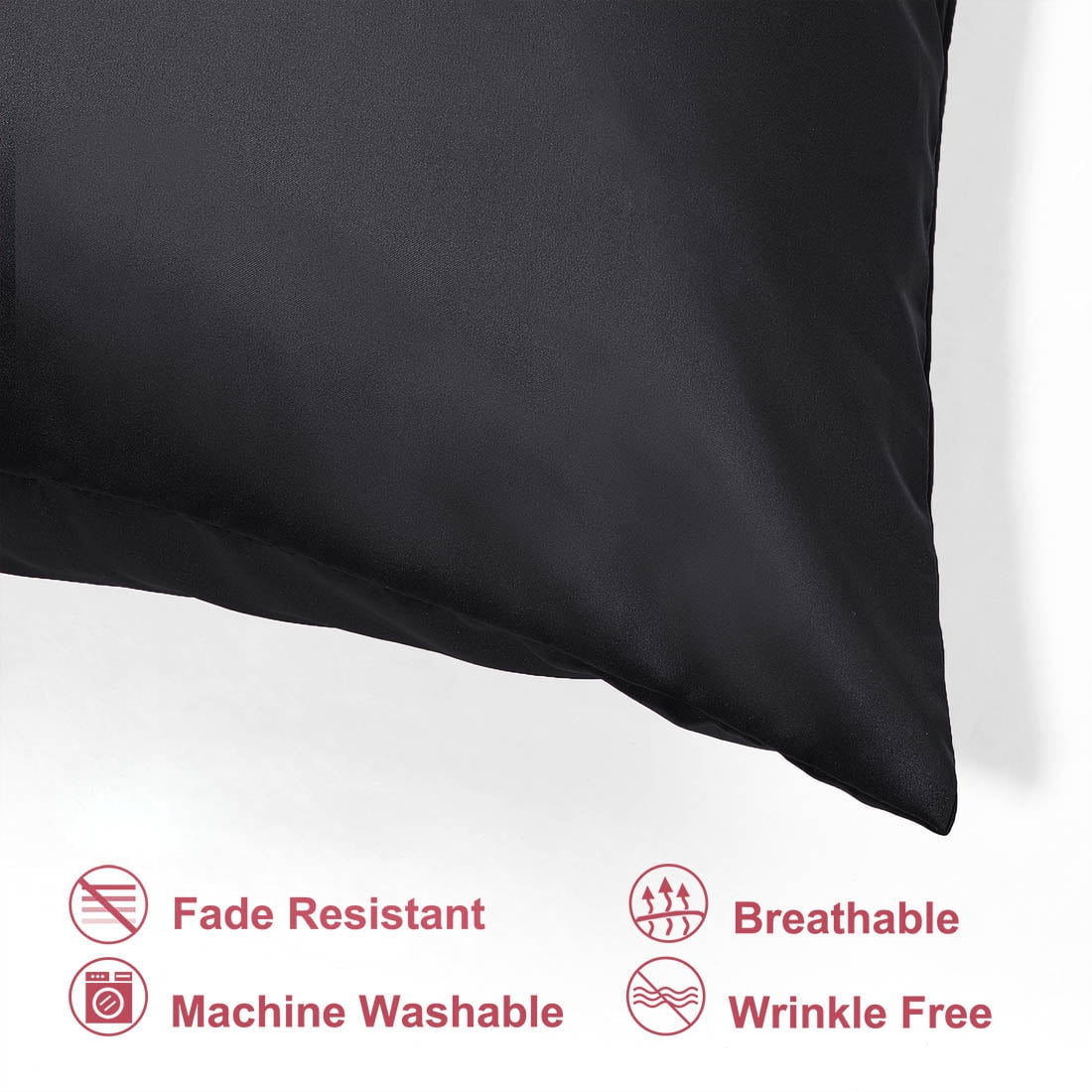 Unique Bargains 6 Pack Satin Pillowcase with Zipper, Queen, Black