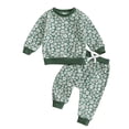 thumbnail image 4 of XZNPDUCQ 18-24 Months Toddler Baby Girl Clothes Outfit Ruffle Sleeve Shirt Pant Set Fall Clothing for Girl Dailywear & Loungewear Outfits Set A86-Green, 4 of 4