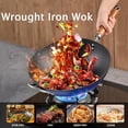 thumbnail image 7 of SYNYLIIFE 11.8“ Carbon Steel Wok Pan, Pre-Seasoned Flat Bottom Pow Wok for Stir Fry, BBQ, Grill & Camping, raditional Japanese Chinese Cookware, Compatible with Induction, Electric, Gas, Open Fire, 7 of 7