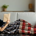 thumbnail image 3 of 4th of July Soft Flannel Fleece Throw Blanket, Rustic Backdrop American Flag Design Wooden Boards Design, Cozy Plush for Indoor and Outdoor Use, 50" x 60", Vermilion Navy Blue, by Ambesonne, 3 of 5