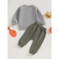 thumbnail image 4 of LMLYSoH Baby Boys Pants Set, Long Sleeve Crew Neck Letters Print Sweatshirt with Pants Thanksgiving Clothes, 4 of 9