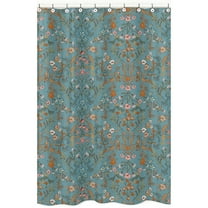 Sweet Jojo Designs Boho Floral Wildflower Blue and Orange Girl Fabric Shower Curtain