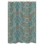 Sweet Jojo Designs Boho Floral Wildflower Blue and Orange Girl Fabric Shower Curtain