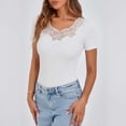thumbnail image 1 of Letimco Breathable Quick Dry Slim Fit Rhinestone Patch Short Sleeve Crew Neck Top for Women - Solid Color for Date Party Daily Summer, 1 of 6
