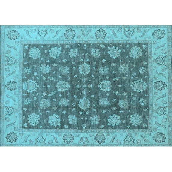 Ahgly Company Indoor Rectangle Oriental Light Blue Traditional Area Rugs, 7' x 10'