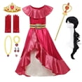 thumbnail image 3 of Disfraz de Princesa Elena de Avalor para niña, ropa de juego de rol de Anime de Disney, traje de Cosplay de Carnaval de Halloween, vestido largo con volantes rojos para niño, 3 of 5