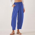 thumbnail image 2 of Audhol Casual Pants for Women Women's Summer High Waisted Baggy Pants Casual Ankle Length Trouser Slacks with Pockets Comfy Pants Women Blue1 3XL, 2 of 7
