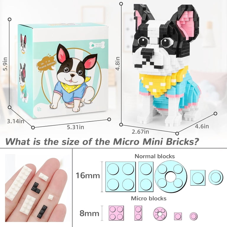 JEKCA French Bulldog Building Block Set - 1260+ Pieces, Plastic Model Kit For Ages 14+