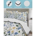 thumbnail image 4 of Blue Yellow Floral Spring Twin Size Down Alternative Comforter,Lightweight Comforter Quilt Bedding Set with Pillow Shams Summer Pastoral Botanical Green All Seasons Bed Comforter Duvet Insert 68"x86", 4 of 7