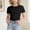 A16 Black, variant on Teen Tween Girls Ribbed Knit T Shirt Crewneck Short Sleeve Slim Fit Tops Solid Color Stretchy Basic Tee Casual Summer Daily Wear Active Shirts Apparel Clothes