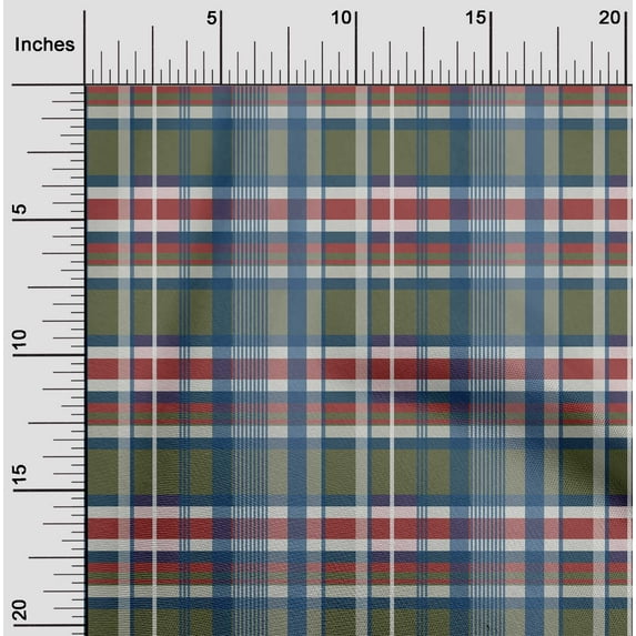 oneOone Cotton Poplin Fabric Madras Check Print Fabric By Yard 42 Inch Wide