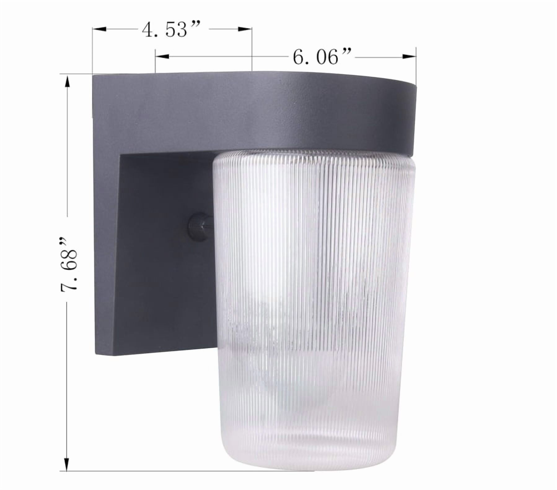 CORAMDEO Outdoor LED Jelly Jar Porch Light, 9.5W LED Replaces 75W Bulb, 800 Lumen, Black Finish - Jelly Jar Light Fixture, Wall Mount Utility, Dust to Dawn, Outdoor Aluminum Lights
