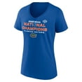 thumbnail image 2 of Women's Fanatics Royal Florida Gators 2025 NCAA Men's Basketball National Champions Schedule V-Neck T-Shirt, 2 of 3