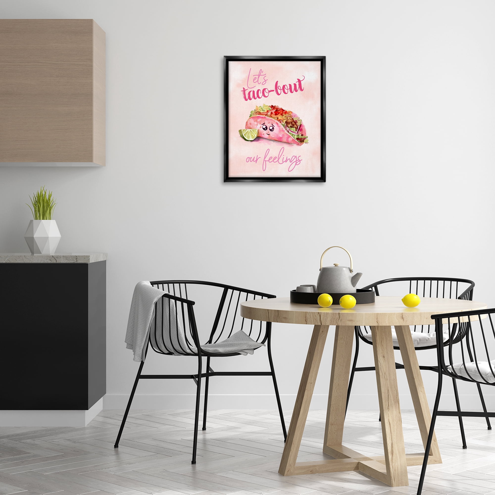 Stupell Industries Taco-Bout Our Feelings Novelty Painting Black Floater Framed Art Print Wall Art, 17 x 21