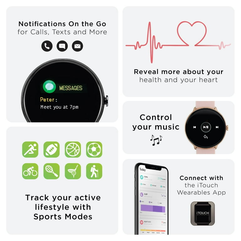 Heart Rate Itouch Go Activity Tracker App ITouch Sport Smartwatch