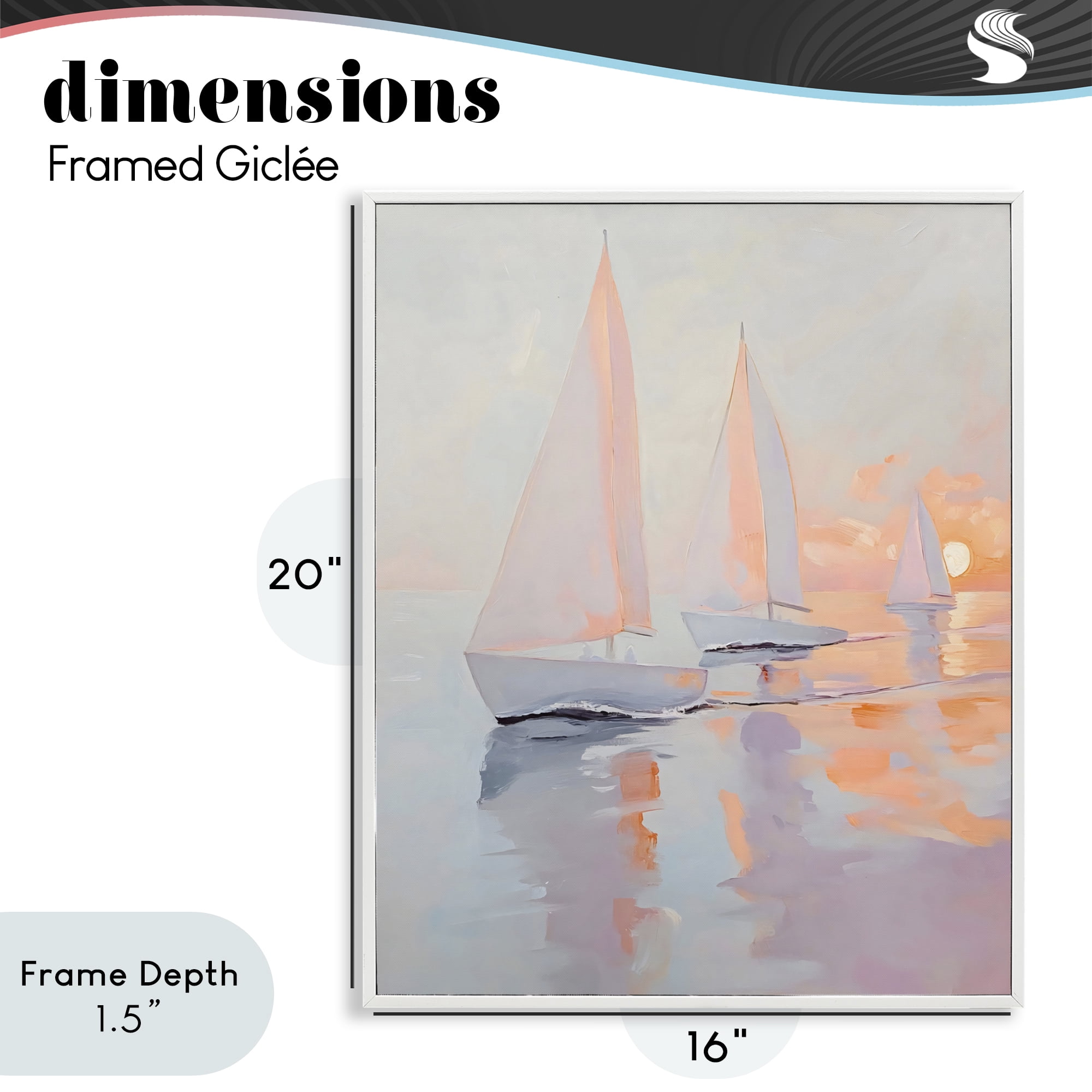 Stupell Industries Peach Sunset Sailboats on Sea White Framed Giclee Art, design by Creative Studio