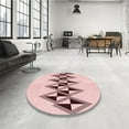 thumbnail image 3 of Ahgly Company Indoor Round Patterned Pink Bubble Gum Pink Area Rugs, 5' Round, 3 of 6
