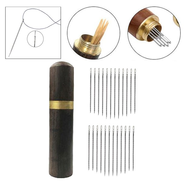 Agujas de enhebrado automático perfecl enhebrador de Agujas con organizador de cajas de almacenamiento de Agujas 24 paquetes de Agujas Black_Silver