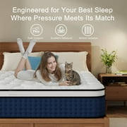 GREOO Twin Size 12 inch Hybrid Firm Gel Memory Foam Mattress with Reinforced Edge, Pocketed Springs, Pressure Relief, Mattress in a Box, Blue and White