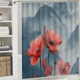 thumbnail image 6 of Awypu Home Bathtubs Bathroom Curtain Decoration Waterproof Shower Curtain Multiple Sizes Decorative Minimalistic Floral Oil Painting Serene Mountain Background White, 6 of 7