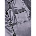 thumbnail image 3 of Ensemble de Pyjama 2 Pcs en Satin pour Femmes, Bouton avant, Manches Courtes, 3 of 5