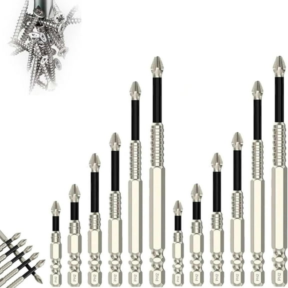 Slideach Bit, Slideach Magnetic Screwdriver Bits Set, Universal Anti-Slip Magnetic Electric Screwdriver Set, Suitable for Projects and Home Improvement (2 set)