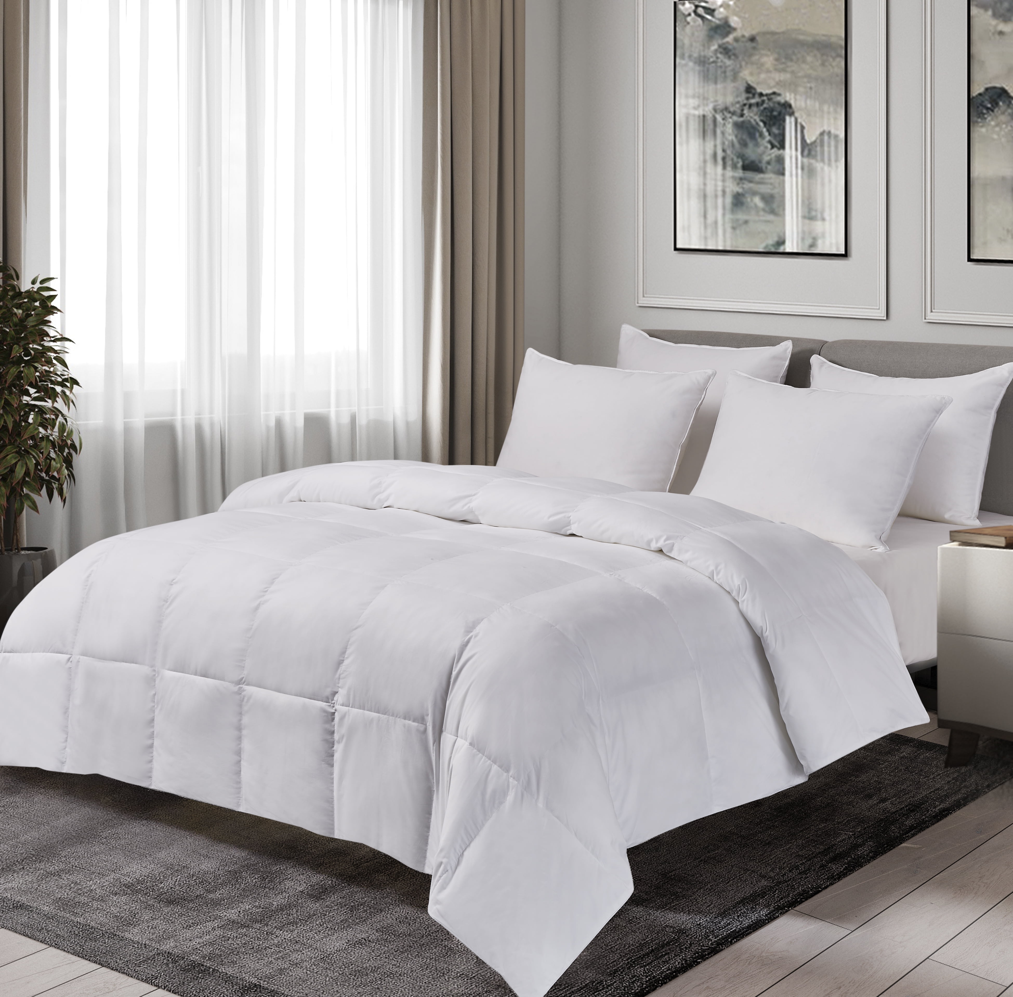 Royal luxe white top goose feather king comforter