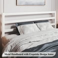 thumbnail image 4 of King Size Metal Platform Bed Frame with Headboard, Heavy Duty Steel Slat Support, Under-Bed Storage, No Box Spring Needed, White, 4 of 7