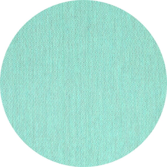 Ahgly Company Machine Washable Indoor Round Solid Turquoise Blue Modern Area Rugs, 3' Round