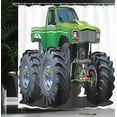 thumbnail image 4 of Ambesonne Cartoon Shower Curtain, Monster Pickup Truck, 69"Wx84"L, Green Grey, 4 of 5