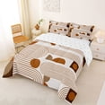 thumbnail image 3 of Castle Fairy Vintage Linear Arch Pattern Full Size Comforter Sets 3-Piece,Mid Century Retro Aesthetics Bedding Comforter Set,Cream Coffee Brown,Reversible,1 Comforter and 2 Pillowcases, 3 of 6
