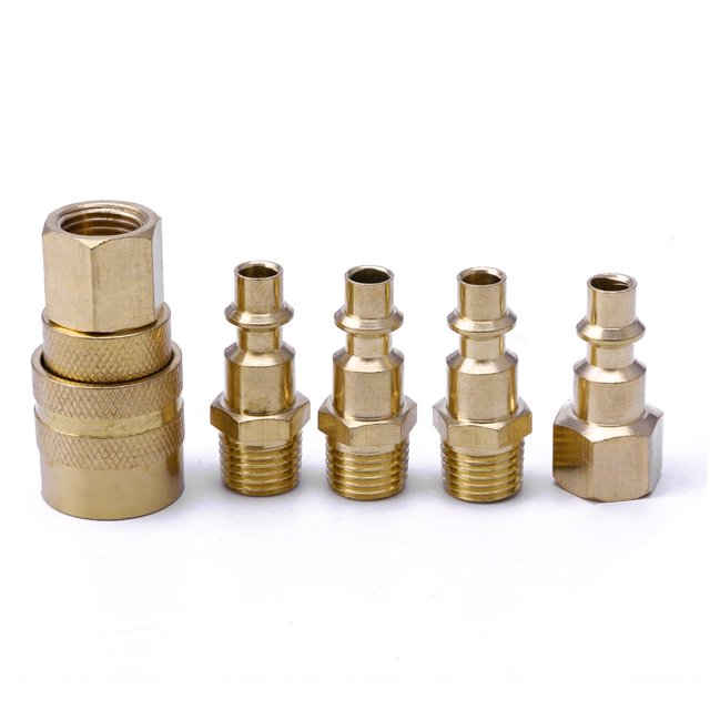 5 piezas de 1/4" NPT de latón, acoplador rápido, conector de manguera de aire sólido, accesorios, herramientas, caliente