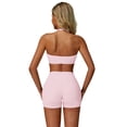thumbnail image 2 of IBTOM CASTLE Workout Sets for Women Square Neck Halter Sports Bra High Waist Biker Shorts 2 Piece Gym Yoga Outfits S Pink, 2 of 7