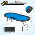 thumbnail image 2 of AVAWING 29.5" Poker Table, Oval Casino Leisure Gaming Table for 10 Player w/Leg, Blue, 2 of 7