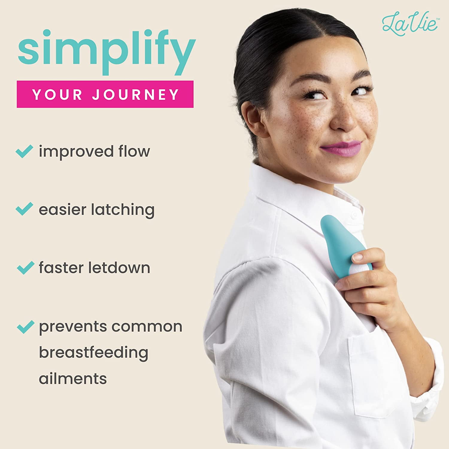 LaVie Lactation Massager for Breastfeeding, Nursing, Pumping, Support for  Clogged Ducts, Mastitis, Engorgement, Improves Milk Fl