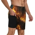 thumbnail image 2 of Sikiie Cool Fire Man Print Men's Double Layer Swimming Trunks, Adjustable Waistband and Pockets Sports Swimming Trunks, Beach Swimwear-Large, 2 of 6
