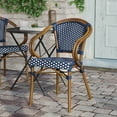 thumbnail image 3 of Flash Furniture Bordeaux Indoor/Outdoor French Bistro Stacking Chair with Arms Navy/White/Natural, 3 of 15