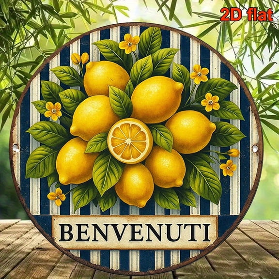 HELLOYOUNG 1pc Retro Italian Lemon Metal Sign Vintage Wall Decor for Kitchen Cafe Home Bar Durable Tin Art for Indoor Outdoor
