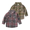 thumbnail image 3 of LYMAYTER Kids Boys Brushed Shirt Toddler Long Sleeve Plaid Shirt Spring Fall Button T-Shirt for 2-8 Years, 3 of 9