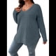 thumbnail image 2 of Suéter Informal de Punto con Cuello en V y Larga para Mujer, Talla Grande Azul Gris XXXL, 2 of 8