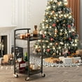 thumbnail image 5 of xiamenxinshouyimaoyi Rolling Trolley Bar Serving Cart with Wine Rack, Metal Black, 5 of 7