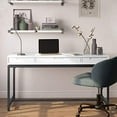 thumbnail image 2 of SIMPLIHOME Banting SOLID WOOD and Metal Modern Industrial 60 inch Wide Home Office Desk, Writing Table, Workstation, Study Table Furniture in White with 2 Drawerss, 2 of 5