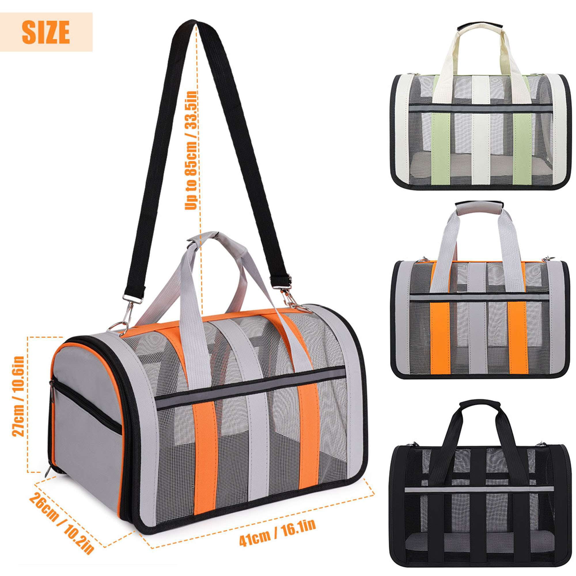 Deago Soft Sided Mesh Pet Travel Carrier for Small Cats Dogs, Collapsible Puppy Carrier Bag with Reflective Strip - Green