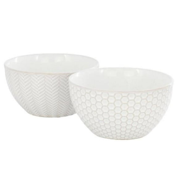 Gibson Elite 148719.02 Earlhart 6 in. Ribbed Sto are Cereal Bowl Set in White - 2 Piece