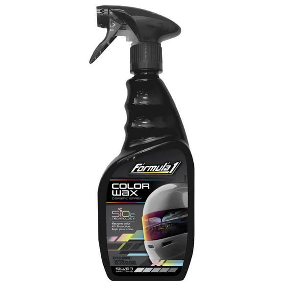 Formula 1 Vaporisateur de Cire pour Voiture Couleur, Formule Haute Performance, Comble les Égratignures Mineures de Voiture, Restaure et Protège les Voitures Argentées, Cire de Finition Automobile Pigmentée UV-Stable avec Composé de Polissage Fournitures de Nettoyage pour Voiture, 23 oz