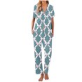 thumbnail image 1 of Sexy Pijama Conjunto para las Mujeres Impreso Bolsillo Pantalones de Manga Corta, Traje Suelto Casual para el Hogar Y el Salón, 1 of 1