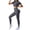 Dark Gray, variant on 2 Piece Yoga Sets for Women Short Sleeve Round Neck Short Tops Elastic High Waist Yoga Trousers Seamless Fitness Sets (M, Black)