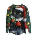thumbnail image 2 of AGWOLF Ugly Christmas Sweater for Women Funny Cat Print Sweatshirts Ribbed Knit Long Sleeve Xmas Pullover Winter Holiday Tops, 2 of 4